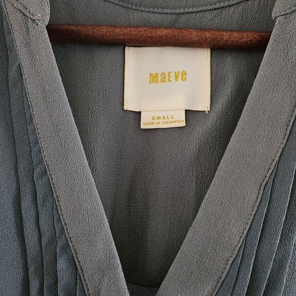 MAEVE teal summer dress with pleats, size small - Picture 5 of 6